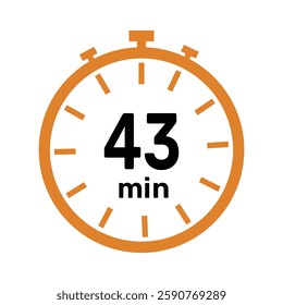 43 minute Timer, clock, icon vector stopwatch isolated icons. Countdown timer symbol.