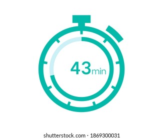 Icono de temporizador de 43 minutos, temporizador digital de 43 minutos. Reloj y reloj, temporizador, cuenta atrás