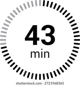 43 minutos cronômetro cronômetro ou contagem regressiva ícone vetor isolado no fundo branco