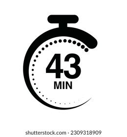 43 minutes timer stopwatch vector illustration isolated on white background.