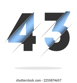 43 number cut design for decorative design. 3d art wallpaper. Vintage vector ornament template.