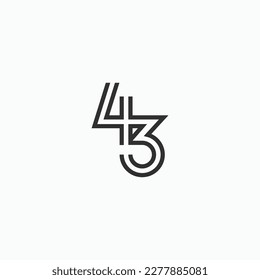 43 number forty three geometric linear logo, icon, sign, symbol vector illustration