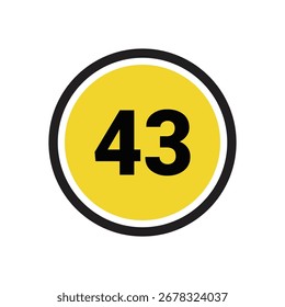43 number icon vector outline design symbol or illustration