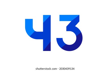43 Number Modern Flat Blue Logo