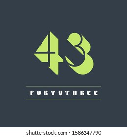 43 number shadow letter digit logo design