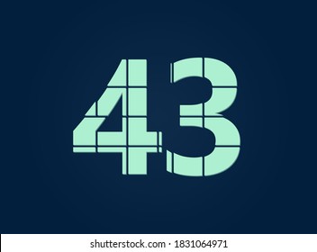 43 number, vector desing font.  Made of knife cut. For logo, brand label, design elements, corporate identity, application & more. IsolatedEps10 illustration