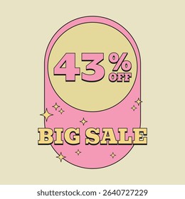 43% OFF. Big sale forty three percent. Price Tag. Special Offer Vintage Retro Label. Vintage vector illustration.