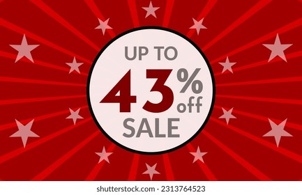 Up to 43% Off, red banner with discount for mega sales