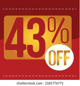 43% off. red and orange banner with floating balloon for promotions and offers
