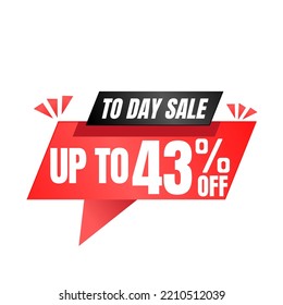 43% off sale balloon. Red vector illustration . sale label design, 