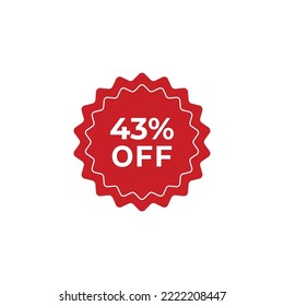 43% off sale label symbol promotion flat icon, Sale tag vector badge template, clearance sale sticker emblem, bargain sale red sign modern design isolated on white background