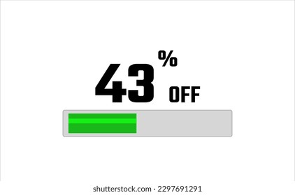 43 percent off. Banner with loading bar, green and gray color, white background, and black font.