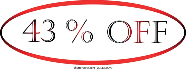 43 percent off red vector symbol. discount symbol, discount promotion, sale discount offer, marketing advertisement, super sale.