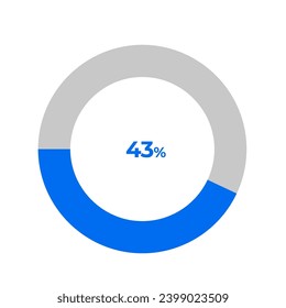 43 percent pie chart outline stroke vector illustration eps 