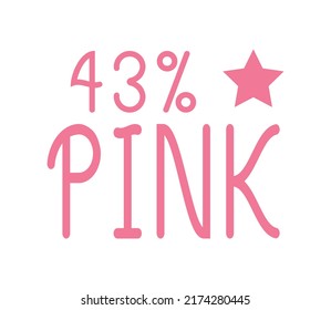 43 % Signo rosa y etiqueta vectorial e ilustración con fantástica combinación de tipografía y color rosa en fondo blanco