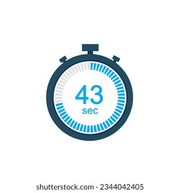 Icono vectorial de reloj de contador digital o temporizador de cuenta regresiva de 43 segundos. Icono del vector Stopwatch de 43 segundos, temporizador digital.