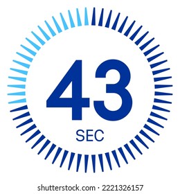 43 seconds,concept of time,timer icon,vector illustration,circle time pie diagram.