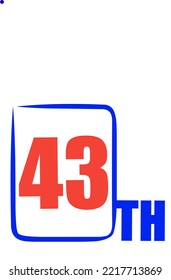 43 th Ordinal Numbers counting vector art illustration with fantastic font and blue red color - 43 th anniversary - happy birthday