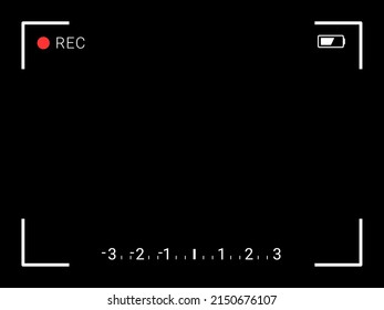 4:3 Video Camera Frame. Camcorder Ui Overlay. Videocamera Frame With Record Indicator.