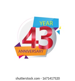 43 Year Anniversary celebration Vector Template Design Illustration