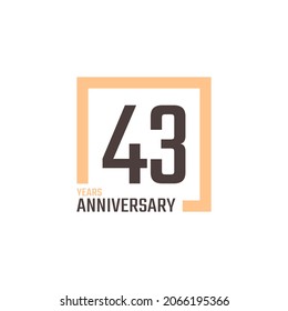 43 Year Anniversary Celebration Vector with Square Shape. Happy Anniversary Greeting Celebrates Template Design Illustration