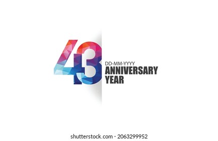 43 year anniversary full color polygon geometry style background for event, birthday, gift - vector