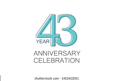 43 year Anniversary, Sleek and Clean Design, Inspired by Comic and Magazine Looks, Pastel Blue Color, Dedicated for invitation, greeting card - Vector