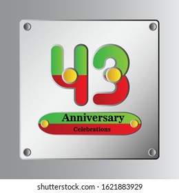 43 Year Anniversary Vector Template Design Illustration