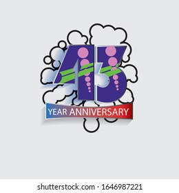 43 Year Anniversary Vector Template Design Illustration