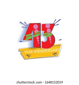 43 Year Anniversary Vector Template Design Illustration