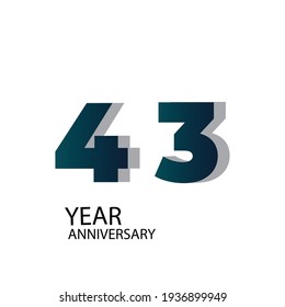 43 Year Anniversary Vector Template Design Illustration Blue Elegant White Background