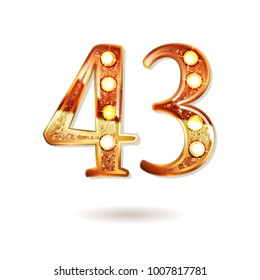 43 years anniversary celebration design with gold color composition. Vector illustration