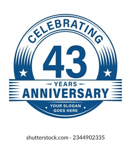 43 years anniversary celebration design template. 43rd logo vector illustrations.