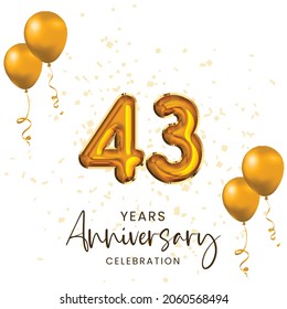 43 years  Anniversary celebration, Invitation card.Vector illustration design.
