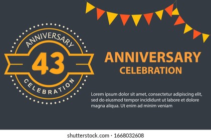 43 years anniversary celebration logo vector template design illustration
