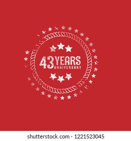 43 years anniversary celebration simple emblem, label, badge, logo,seal. vintage logo, 43 year sign, jubilee, greeting card