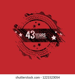 43 years anniversary celebration simple emblem, label, badge, logo,seal. vintage logo, 43 year sign, jubilee, greeting card