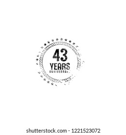 43 years anniversary celebration simple emblem, label, badge, logo,seal. vintage logo, 43 year sign, jubilee, greeting card