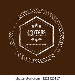 43 years anniversary celebration simple emblem, label, badge, logo,seal. vintage logo, 43 year sign, jubilee, greeting card