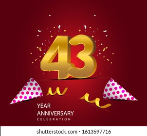 43 Years Anniversary Celebration Vector Template Stock Vector (Royalty ...