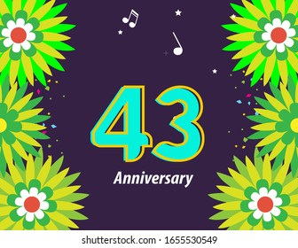 43 Years Anniversary Celebration Vector Template Design Illustration