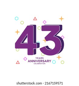43 Years Anniversary Celebration Vector Template Design Illustration