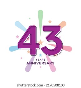 43 Years Anniversary Celebration Vector Template Design Illustration