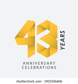 43 years, anniversary celebrations design template.