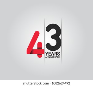 43 years anniversary for company celebration. anniversary logo with red and black color