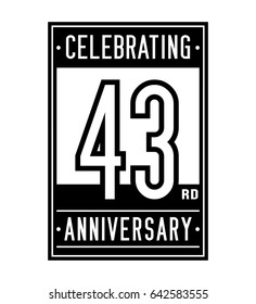 43 years anniversary design template. Vector and illustration.