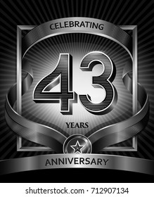 43 years anniversary design template for invitation, advertising, banner, vector design