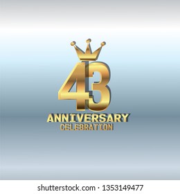43 years Anniversary golden font and crown  with silver background. simple design with golden number and golden text with silver background.  My all design can see in my port