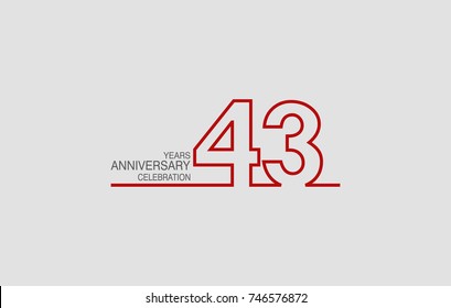 43 years anniversary linked logotype with red color isolated on white background for company celebration event