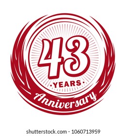 43 years anniversary. Anniversary logo design. 43 years logo.